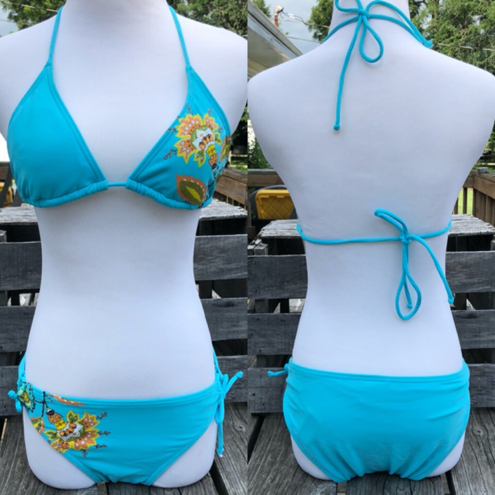 Dippers California Sz M Blue Triangle Bikini Set! NEW!